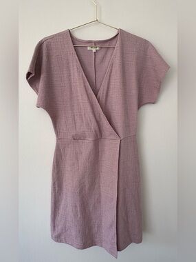 Madewell Mauve Wrap Dress Textured Mini Short Sleeve Size M